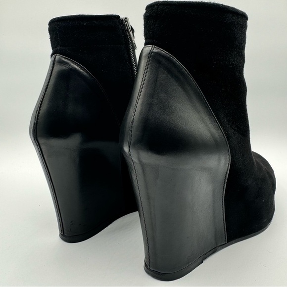 ANN DEMEULEMEESTER BLACK LEATHER BOOTS ANKLE BLACK WEDGE BOOT PLATFORM BOOT 38.5 - Picture 7 of 17